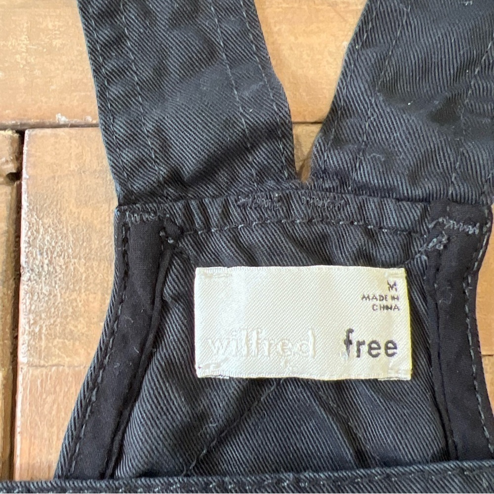 Aritzia Wilfred Free Valletta Cropped Overalls Medium Lyocell Twill Romper Black - Picture 6 of 13
